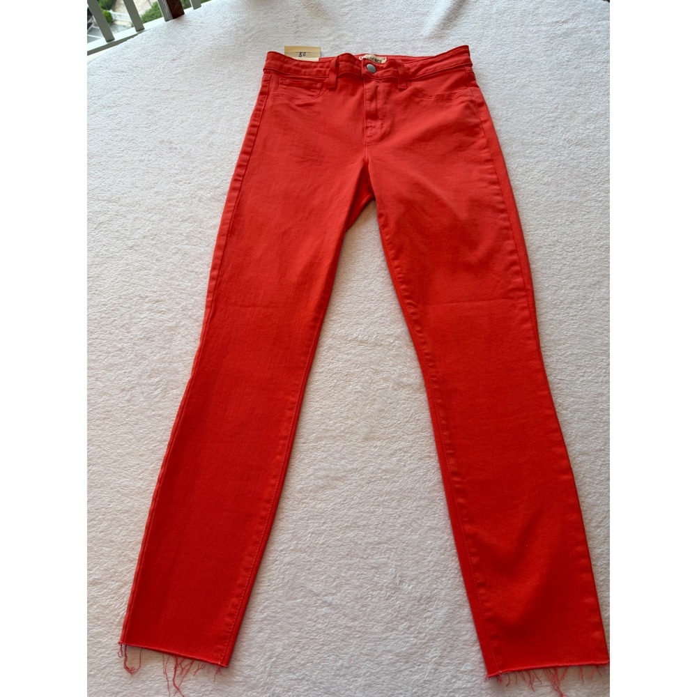 L'AGENCE Margot High Rise Skinny Jeans Poppy Red Raw Hem 28 S2294LMDR